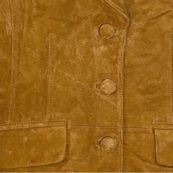 Vintage Covington Cognac Brown Suede Leather Preppy Jacket Blazer Size 10 - Picture 11 of 12